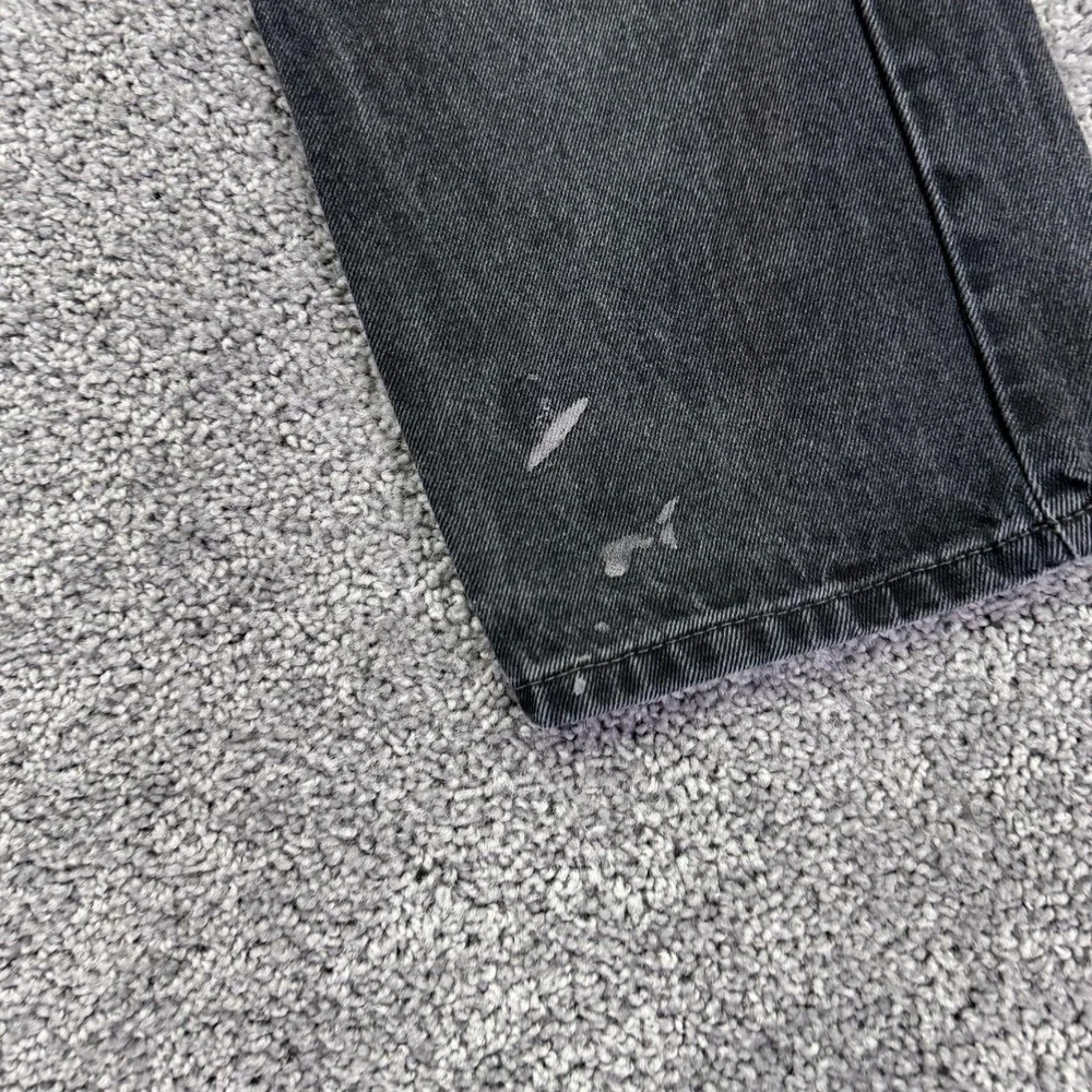 Levis 505 Jeans Mens 38x30 Black Regular Straight Denim Dark Wash Workwear Logo